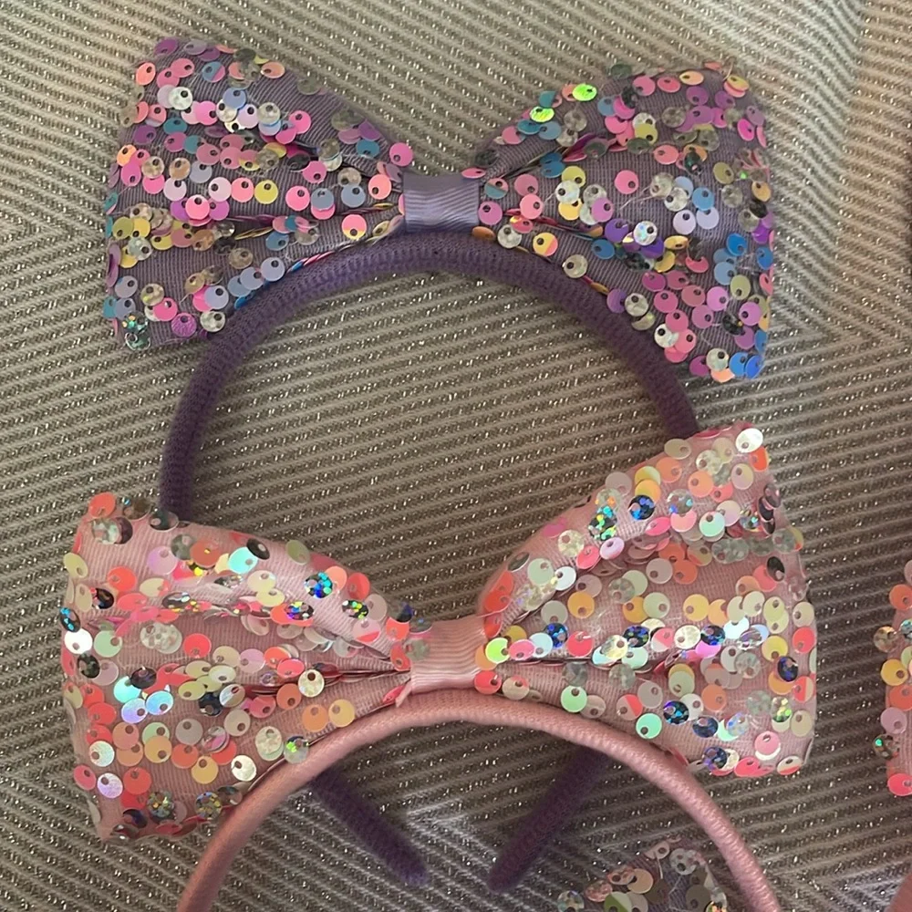 New pink and purple sequin headbands set of six new in bag
